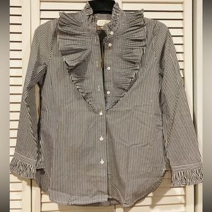 NWT J Crew Size 0 Cotton Shirt In Stripe 100% cotton
